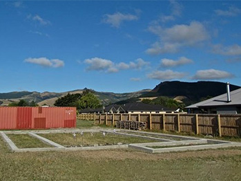 Container home foundations, Kuziel family project. Source: kuziel.nz