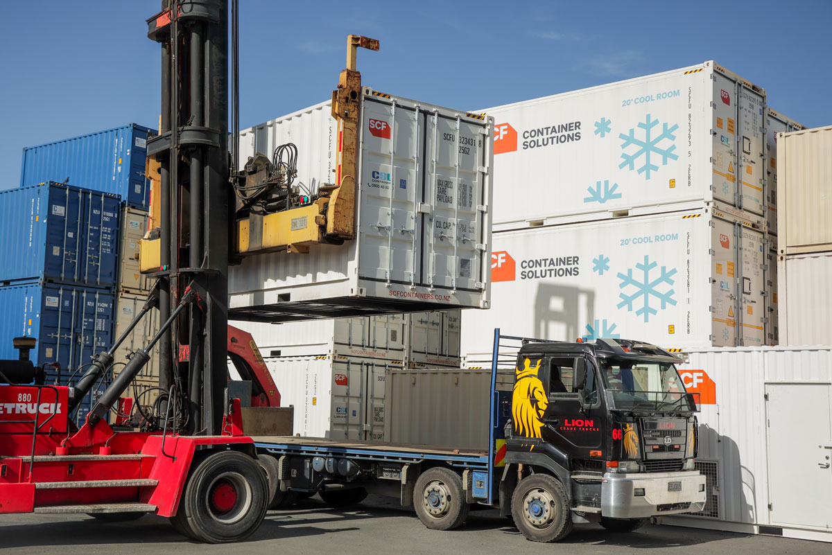 20ft SCF shipping container being prepared for delivery