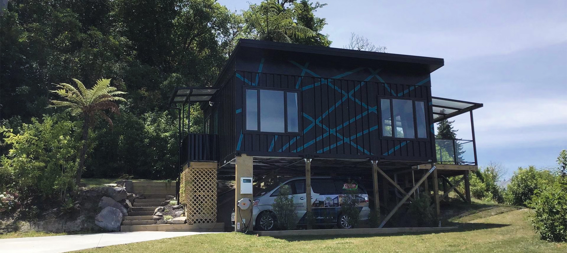 Three 20ft shipping containers were used in the construction of this home in Lake Taupo, NZ. Source: Archipro.nz